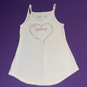 Fly Racing White Tank Top with Pink Bling - Size Large